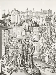 Belagerung einer Stadt, verteidigt von den Burgundern unter Karl VI., 1878